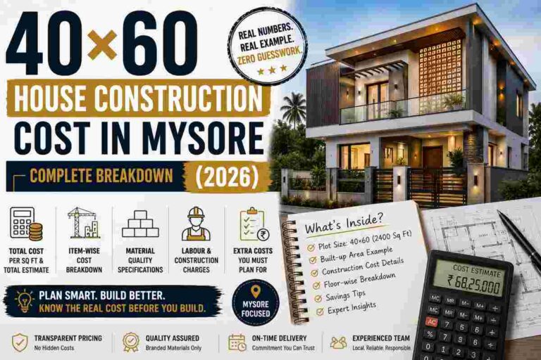 40×60 House Construction Cost in Mysore (2026) — Complete Breakdown