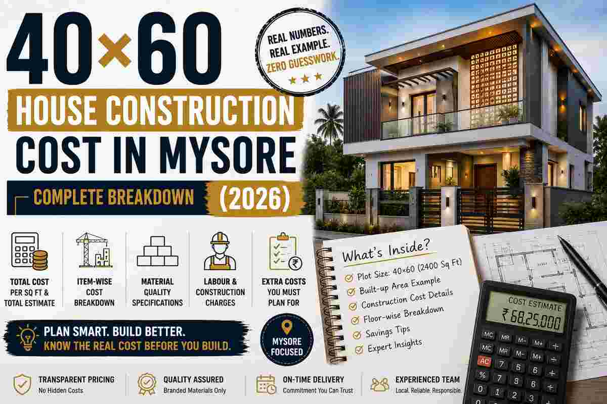 40×60 House Construction Cost in Mysore (2026) — Complete Breakdown
