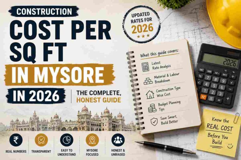 Construction Cost Per Sq Ft in Mysore in 2026 — The Complete, Honest Guide