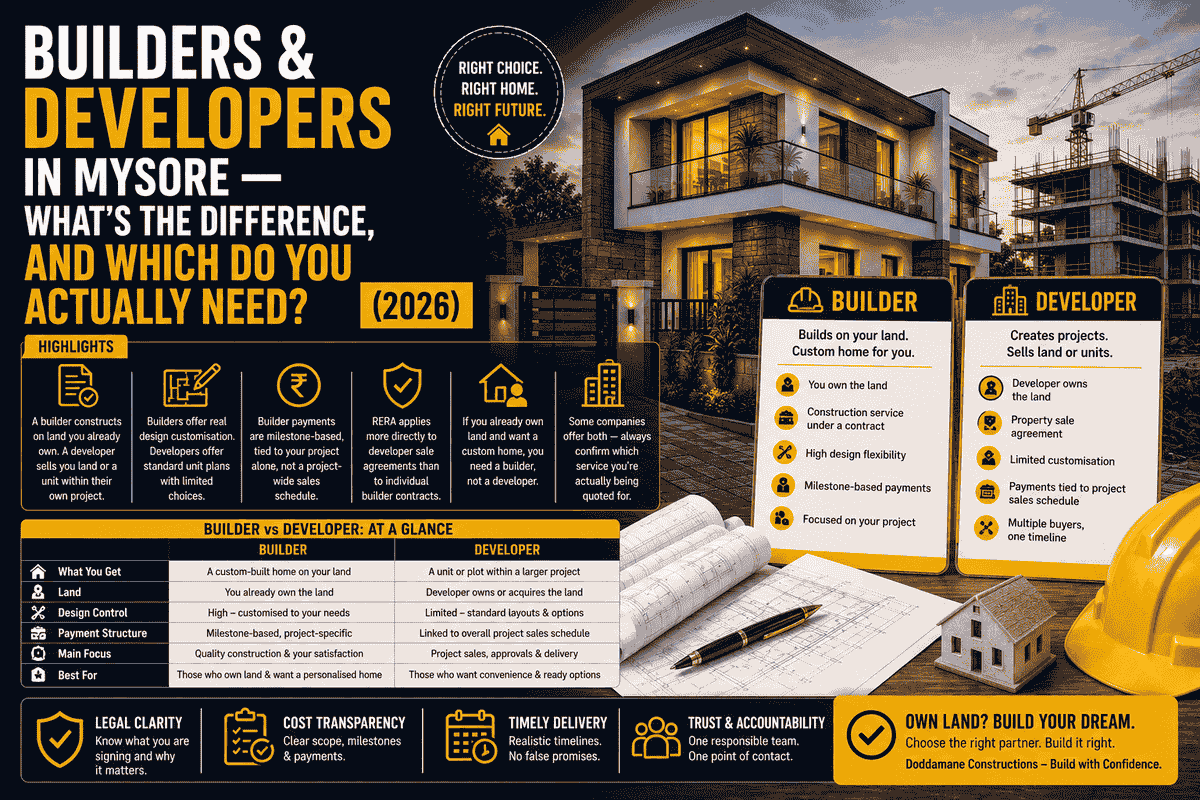 Builders and Developers in Mysore — What's the Difference, and Which Do You Actually Need?