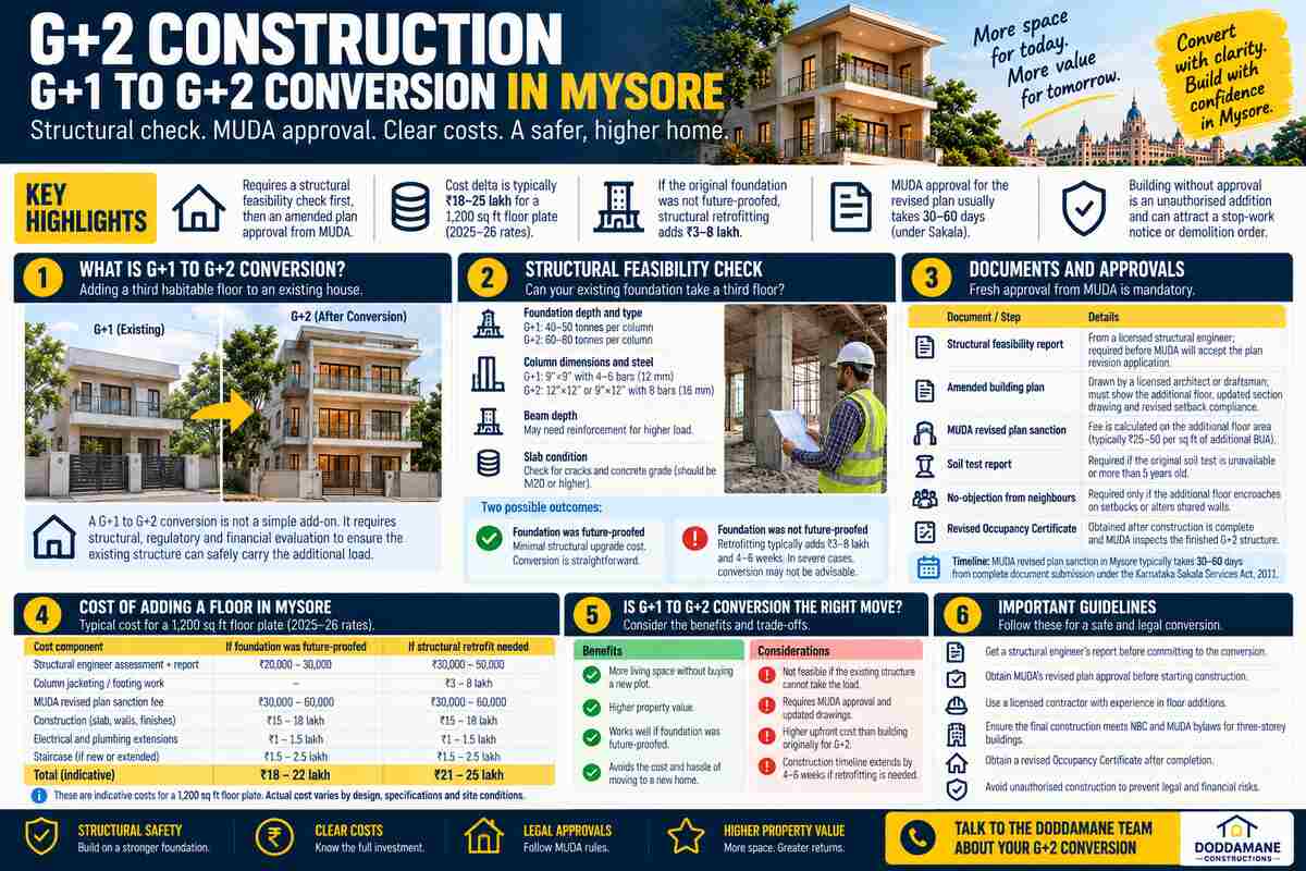 G+2 Construction: G+1 to G+2 Conversion in Mysore