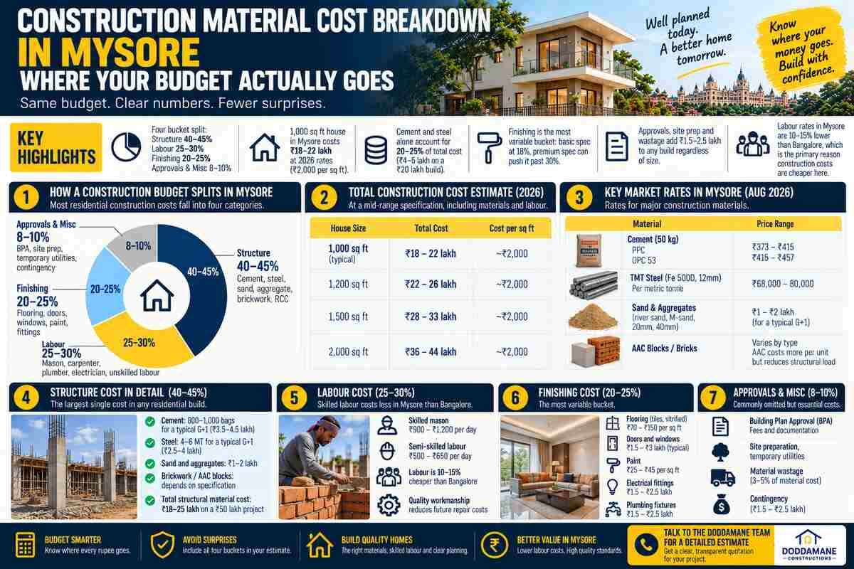 Construction Material Cost Breakdown in Mysore: Where Your Budget Actually Goes
